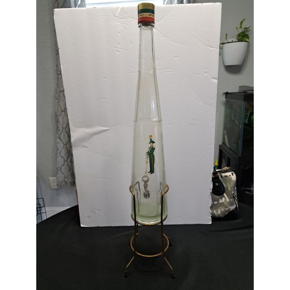 VTG Liquore Galliano 26.5" Glass Liquor Bottle Spigot Spout & Metal Stand Gallon